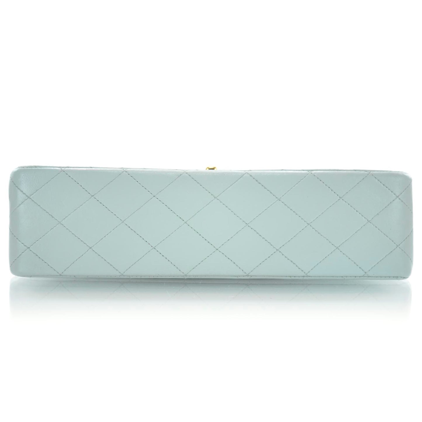 Lambskin Quilted Medium Double Flap Light Blue