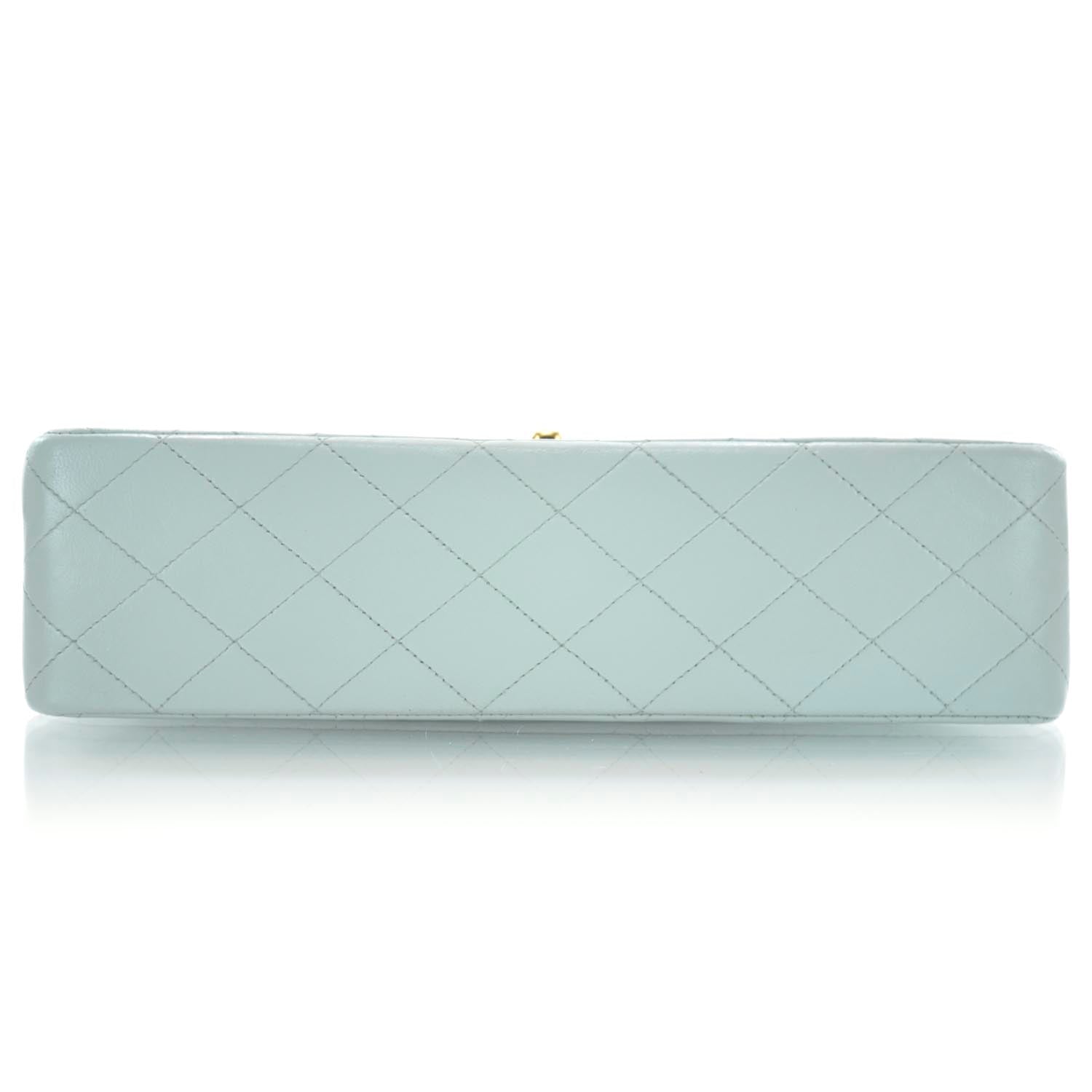 Chanel Lambskin Quilted Medium Double Flap Light Blue 6 of 10