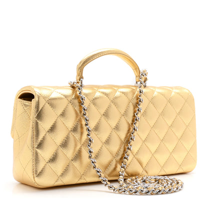 Chanel Metallic Caviar Quilted Top Handle East West Flap Gold 3 of 11