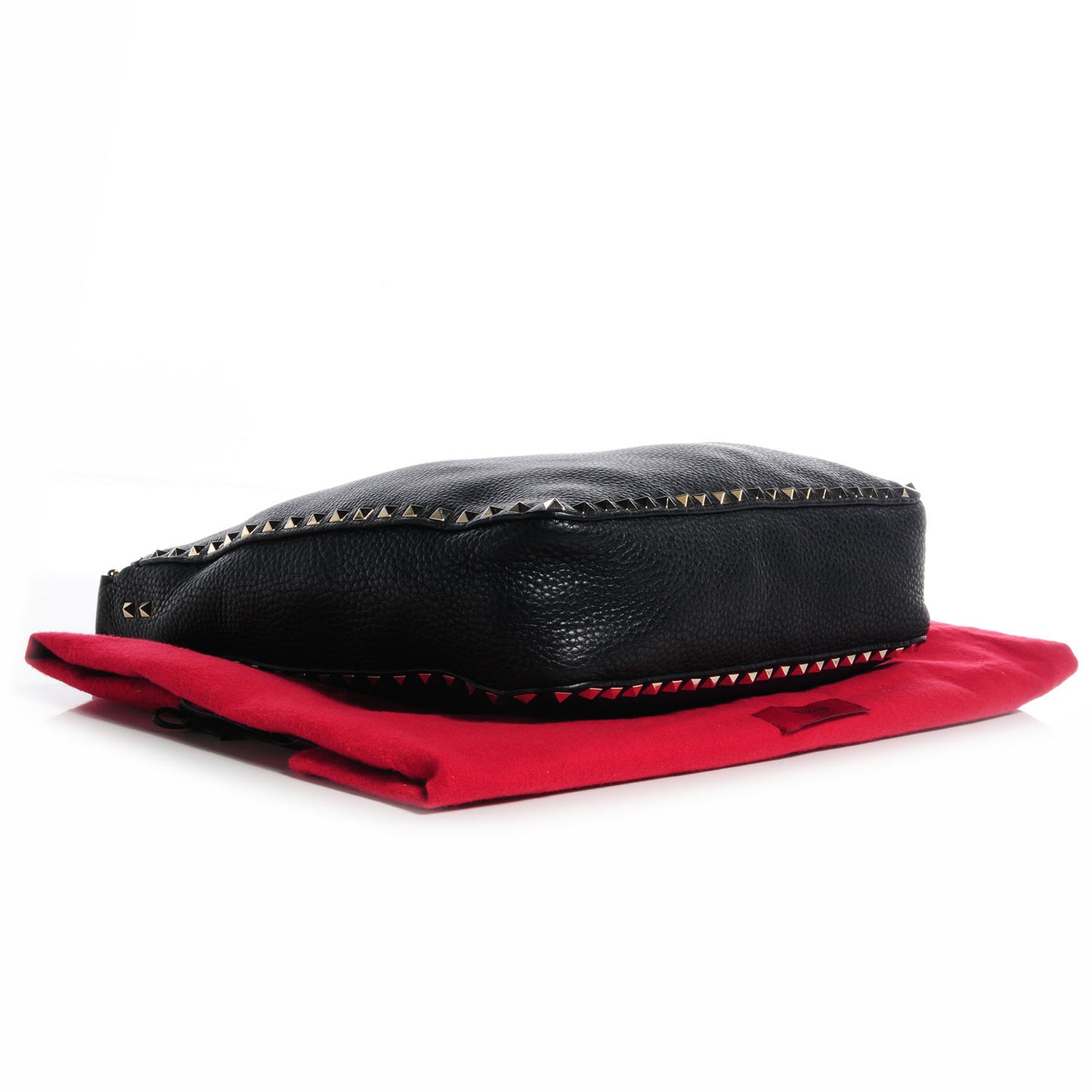 Pebbled Calfskin Large Rockstud Flip-Lock Messenger Bag Black