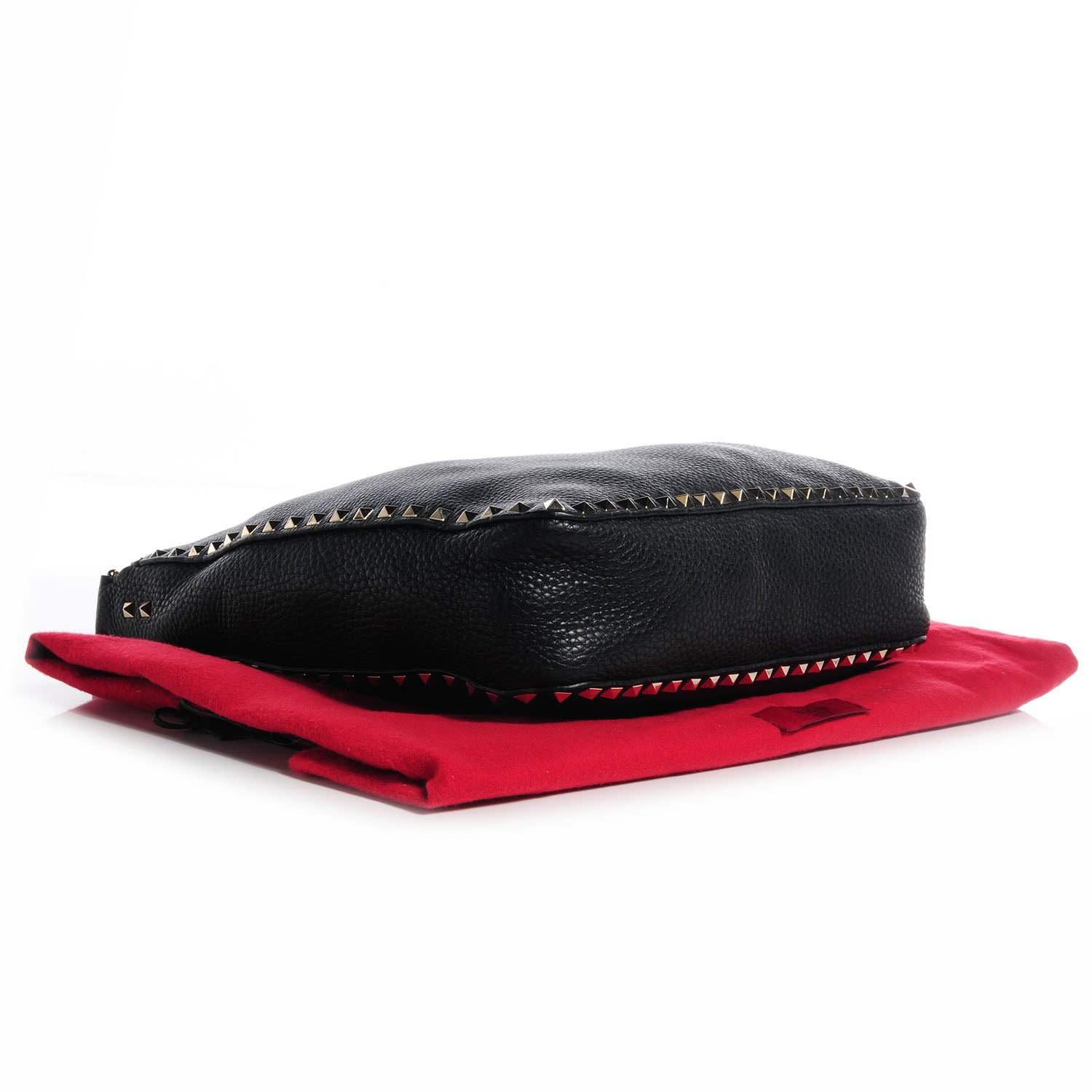 Valentino Garavani Pebbled Calfskin Large Rockstud Flip-Lock Messenger Bag Black 4 of 9