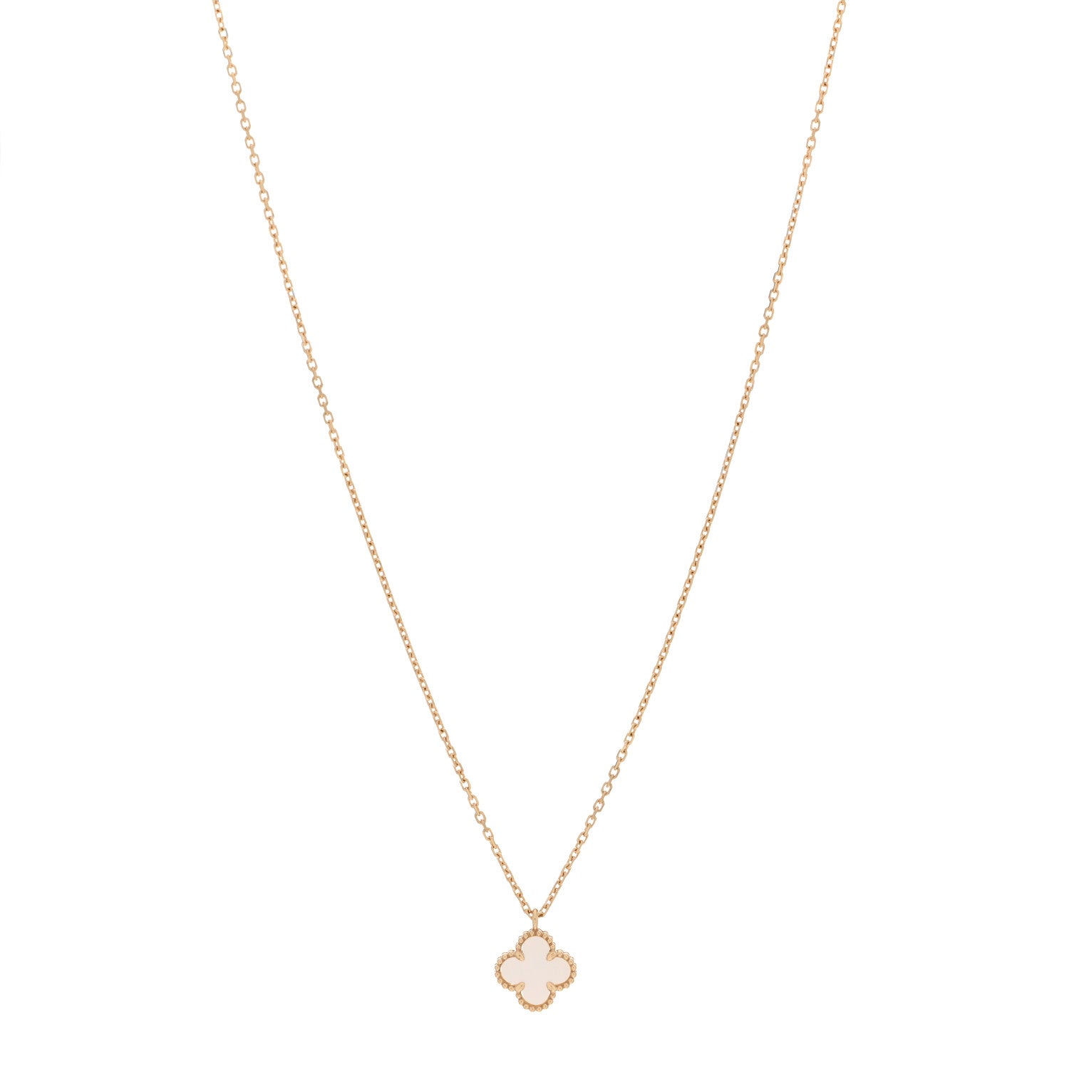 Van Cleef & Arpels 18K Yellow Gold Mother of Pearl Sweet Alhambra Pendant Necklace 1 of 5