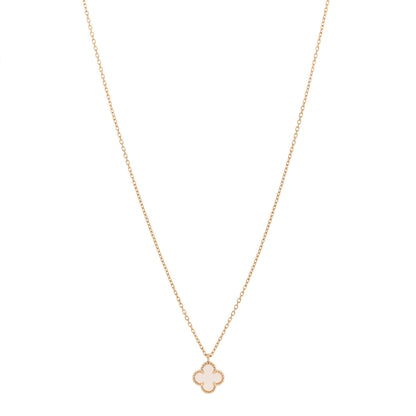 Van Cleef & Arpels 18K Yellow Gold Mother of Pearl Sweet Alhambra Pendant Necklace 1 of 5