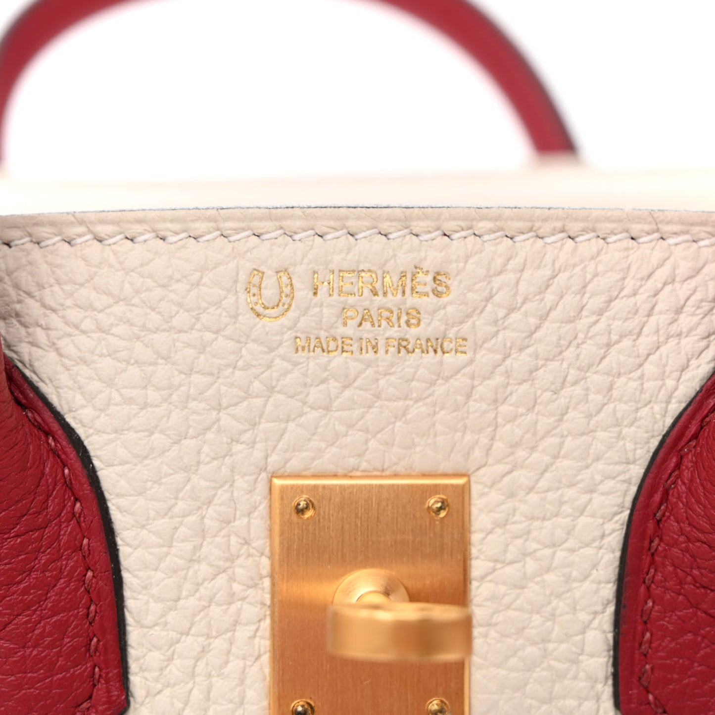 Togo Horseshoe Birkin 25 Craie Rouge Grenat