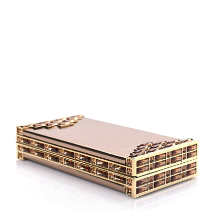 Judith Leiber Metallic Calfskin Box Clutch With Chain Gold 6 of 7
