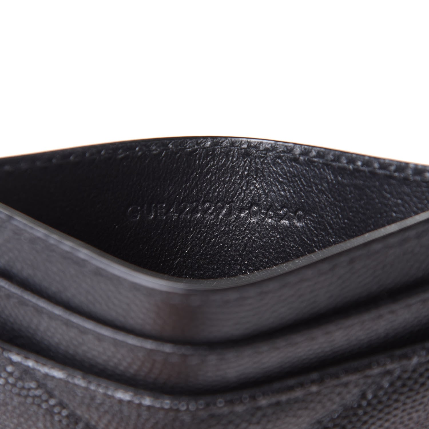 Saint Laurent Grain De Poudre Matelasse Chevron Monogram Credit Card Case Black 7 of 7