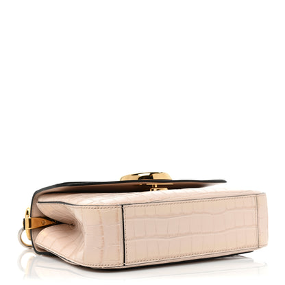 Chloe Calfskin Crocodile Embossed Small C Double Carry Cement Pink 4 of 13