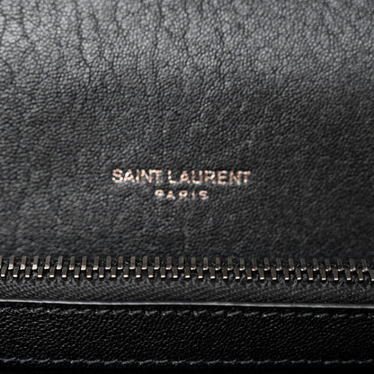 Saint Laurent Sheepskin Matelasse Chevron Monogram Medium College Bag Black 6 of 9