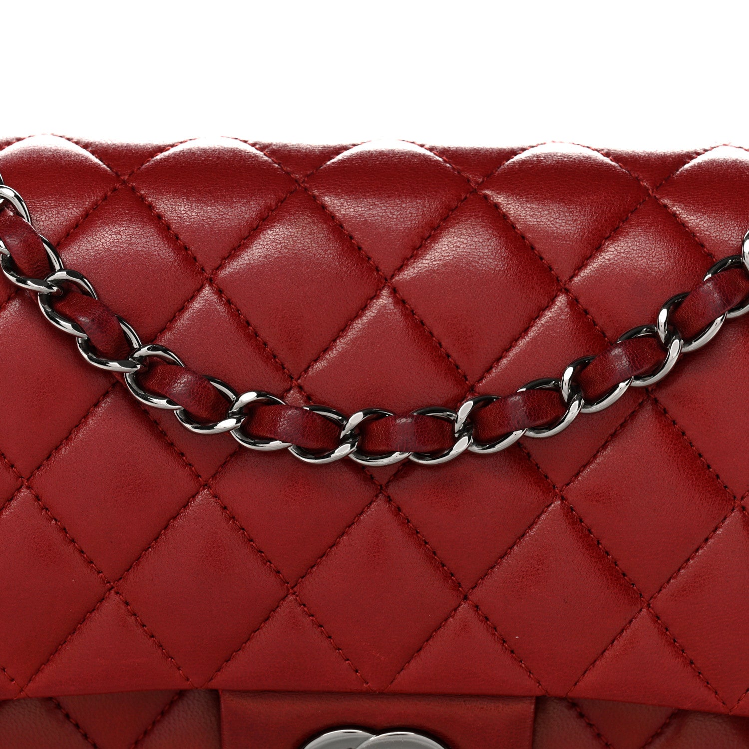 Chanel Lambskin Quilted Medium Double Flap Red 9 of 14