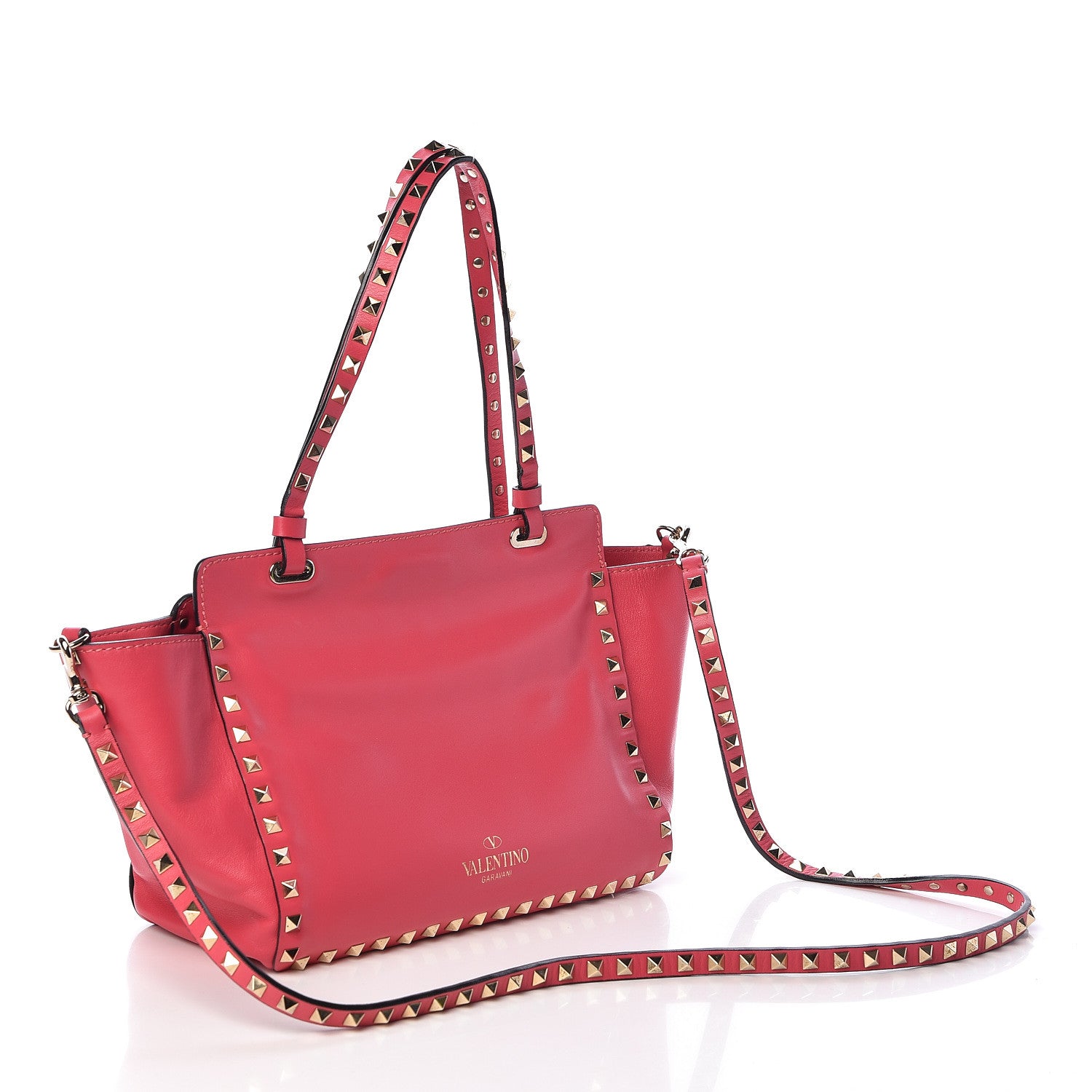 Valentino Garavani Vitello Small Rockstud Tote Deep Rose 3 of 9