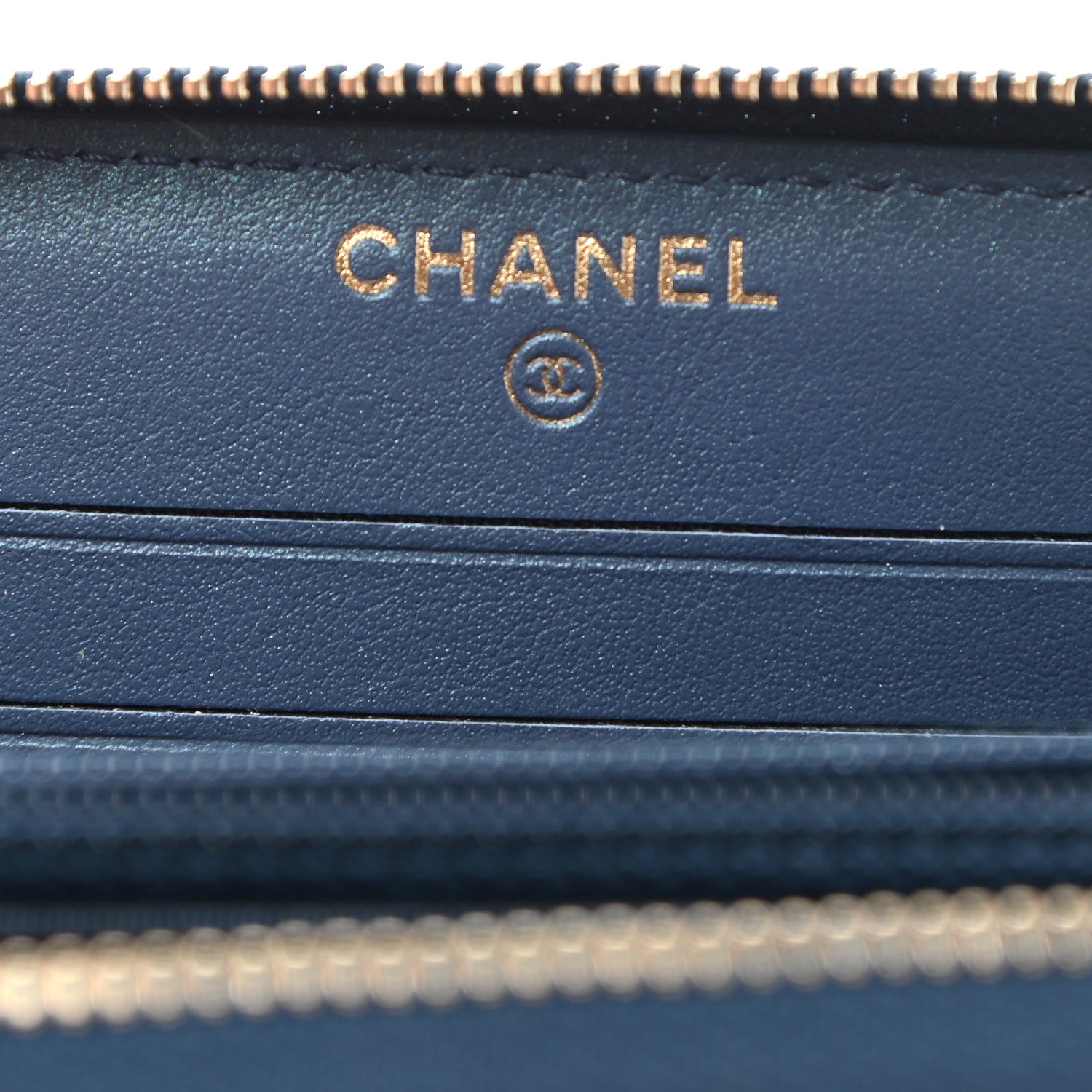 Chanel Iridescent Caviar Quilted Medium Zip Around Wallet Dark Blue 6 of 9