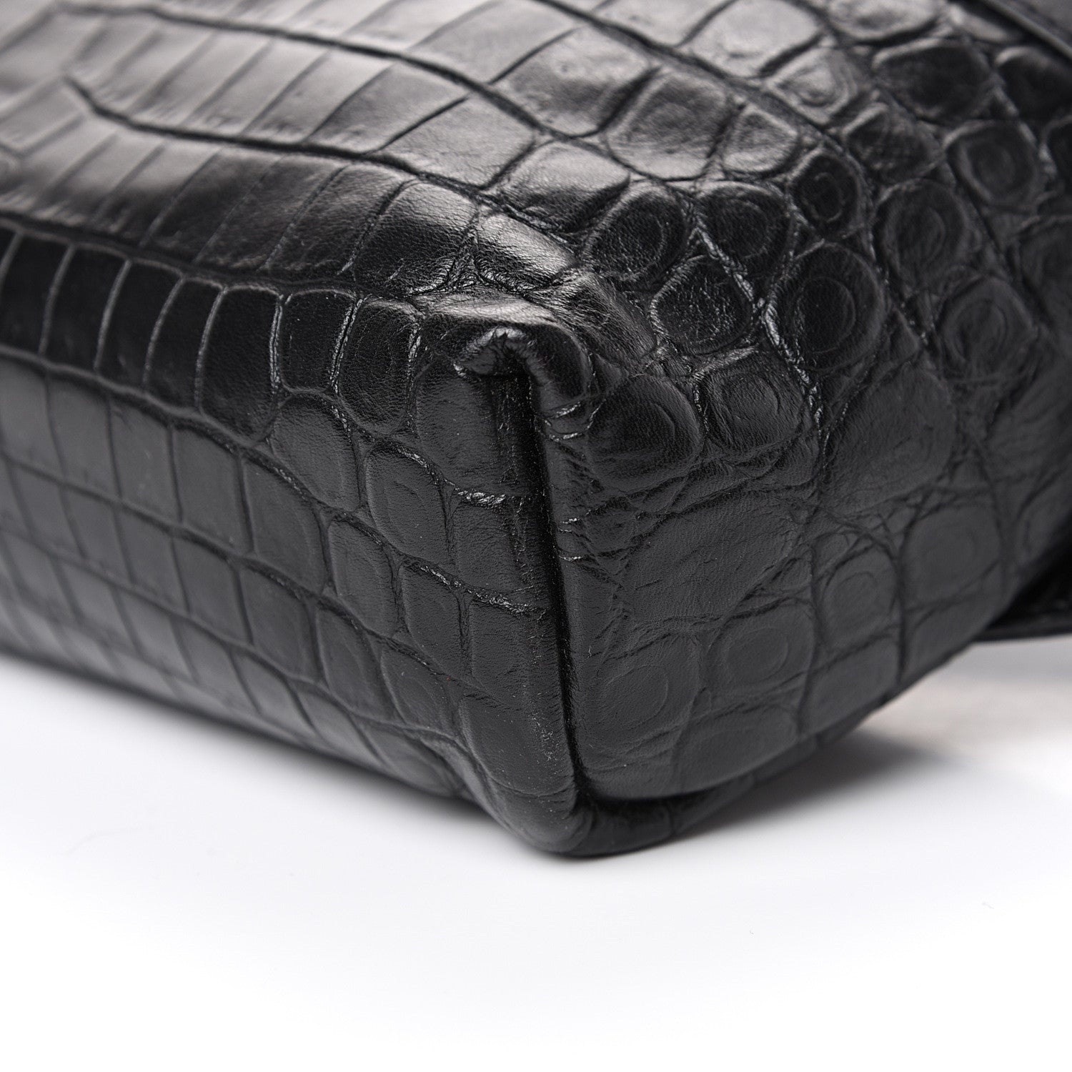 Saint Laurent Calfskin Crocodile Embossed City Belt Bag Black 9 of 10