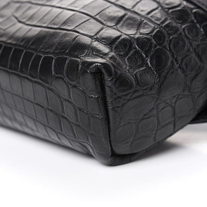 Saint Laurent Calfskin Crocodile Embossed City Belt Bag Black 9 of 10