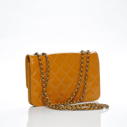 Chanel Patent Goatskin Quilted Wallet On Chain WOC Camel 3 of 8