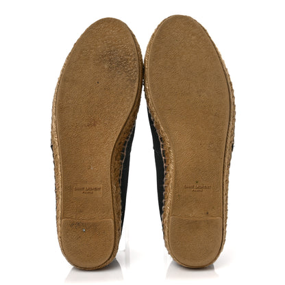 Saint Laurent Canvas Nappa Elba Light Logo Embroidered Espadrilles 39 Black 6 of 10