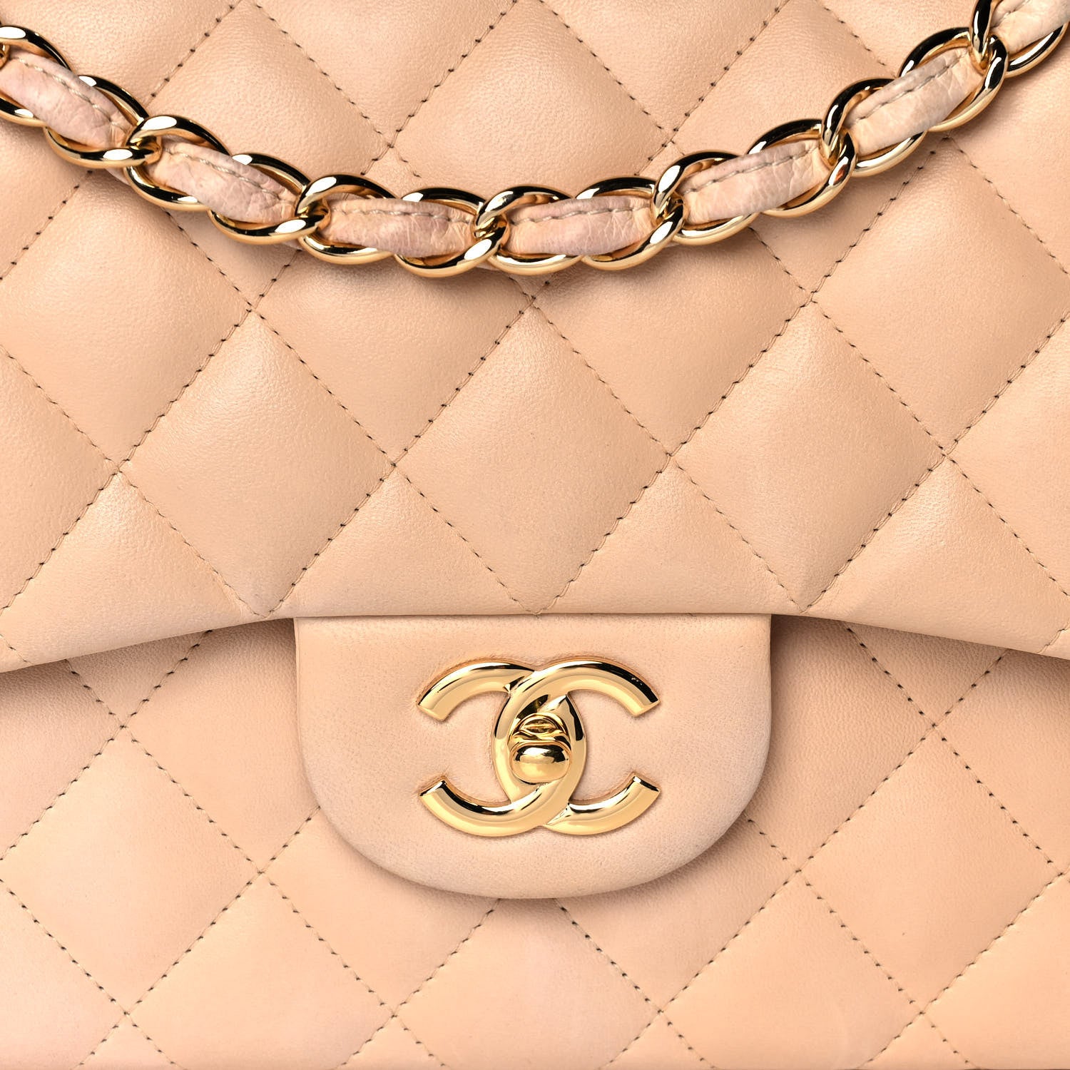 Chanel Lambskin Quilted Jumbo Double Flap Beige Clair 9 of 11