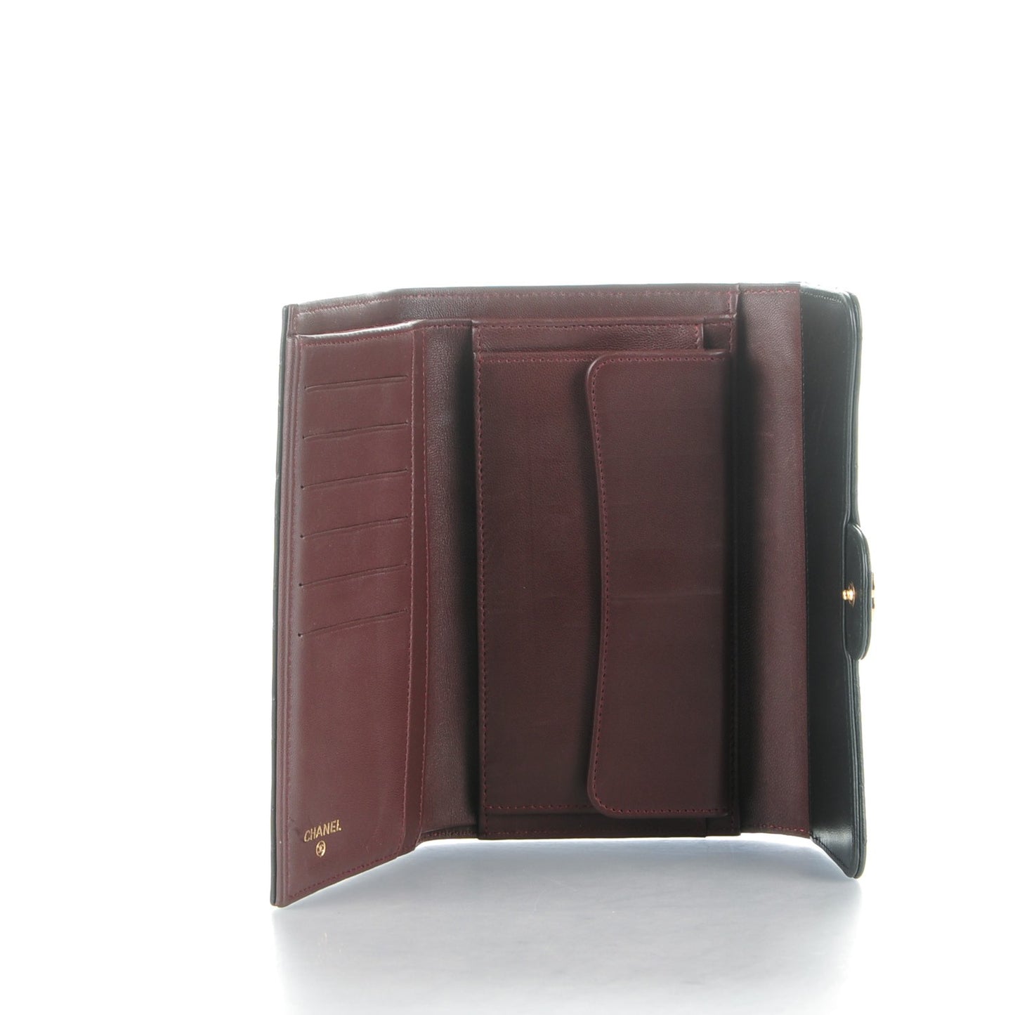 Lambskin Quilted Large Flap Wallet Black