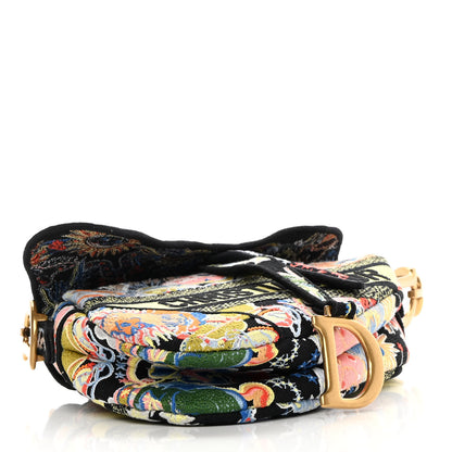 Christian Dior Canvas Embroidered Zodiac Fantastico Saddle Bag Black Multicolor 4 of 10