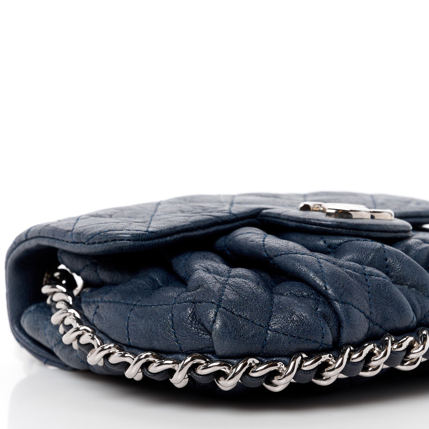 Chanel Washed Lambskin Quilted Mini Chain Around Flap Navy Blue 10 of 16
