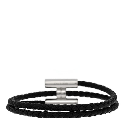 Hermes Swift Double Wrap Cord Tournis Tresse Bracelet Black 3 of 5