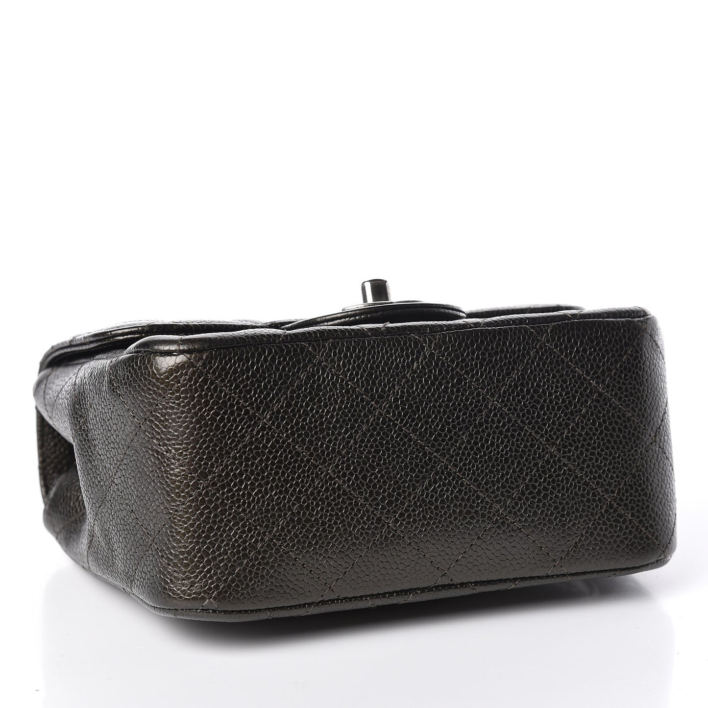 Metallic Caviar Quilted Mini Square Flap Dark Charcoal