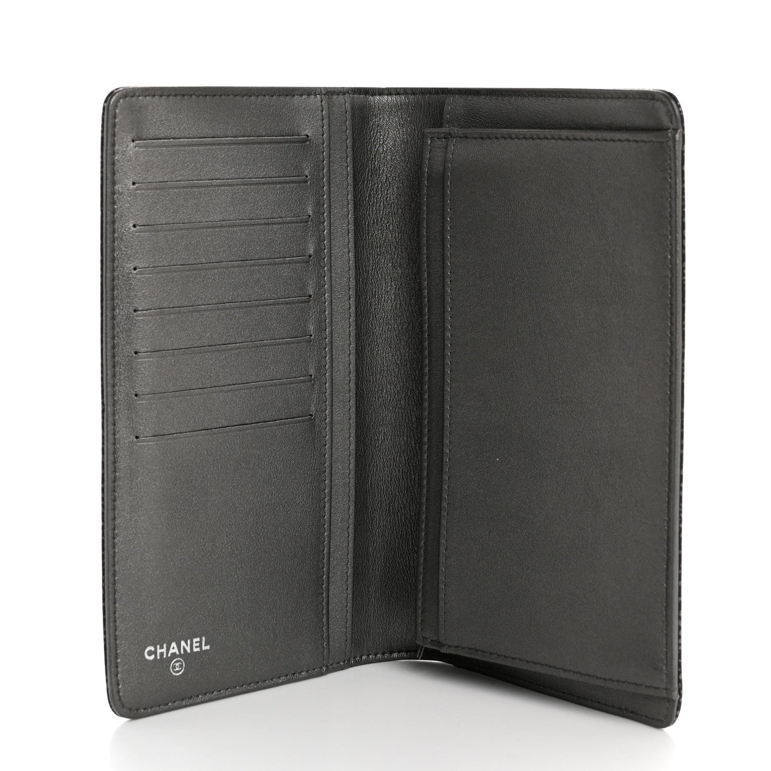 Chanel Metallic Caviar Timeless CC Yen Wallet Dark Silver 5 of 9