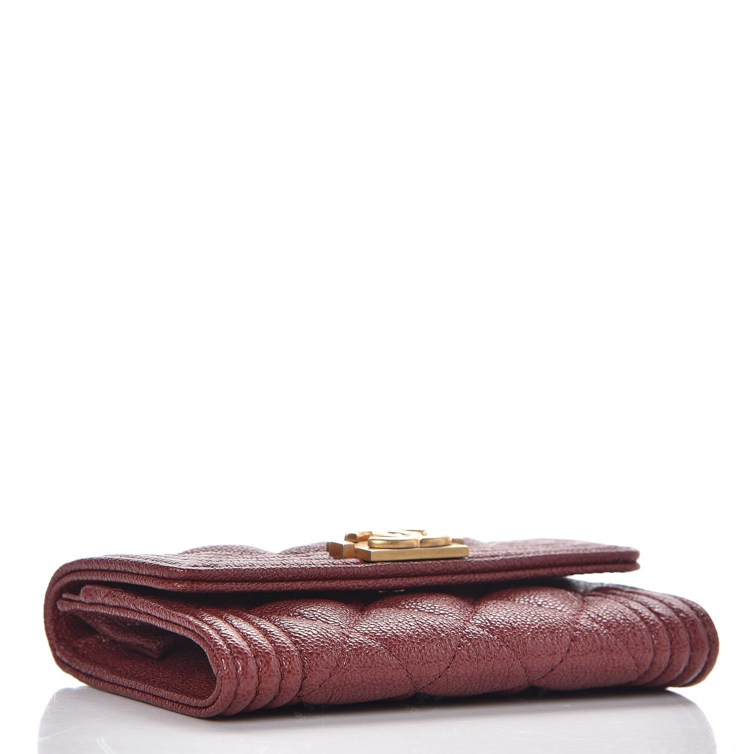 Chanel Caviar Quilted Boy Card Holder Wallet Burgundy 4 of 9