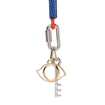 Hermes Lizard Palladium Permabrass Curiosite Pendant Necklace Orange 4 of 9