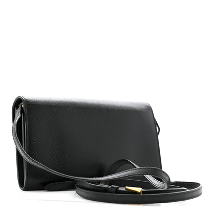 Prada Saffiano Envelope Crossbody Wallet Black 3 of 14