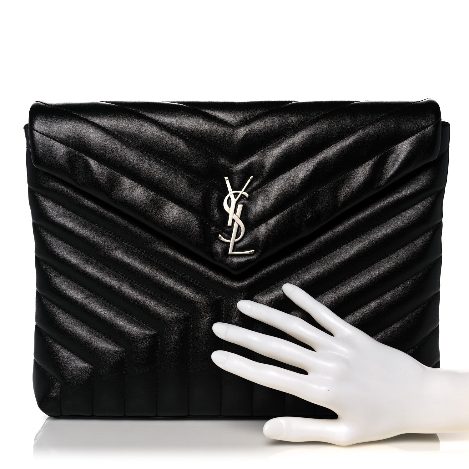 Saint Laurent Calfskin Y Quilted Monogram Loulou Document Holder Black 2 of 10