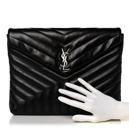Saint Laurent Calfskin Y Quilted Monogram Loulou Document Holder Black 2 of 10