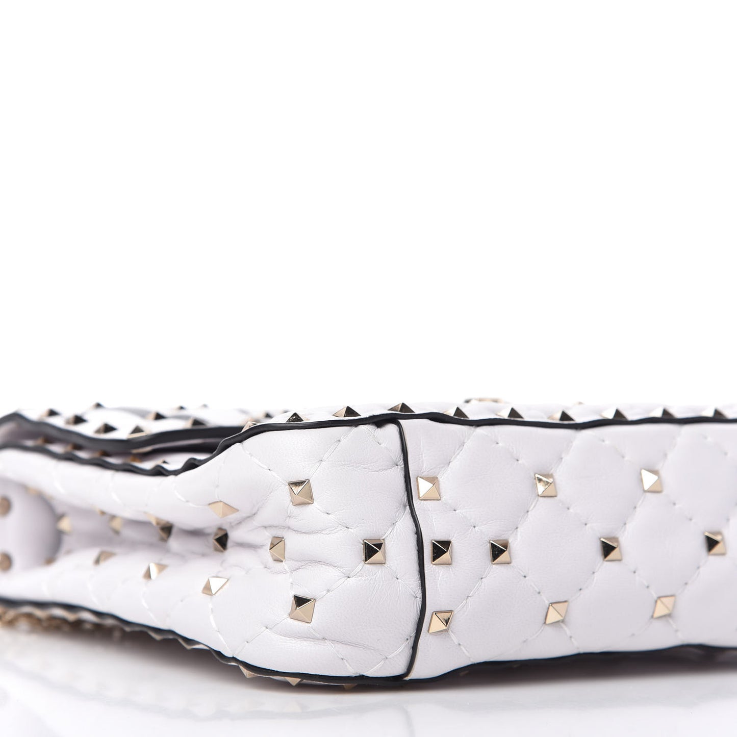 Lambskin VLTN Print Medium Rockstud Spike Shoulder Bag Optic White Black