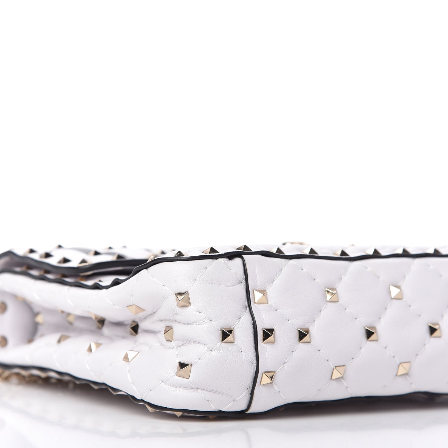 Valentino Garavani Lambskin VLTN Print Medium Rockstud Spike Shoulder Bag Optic White Black 5 of 9