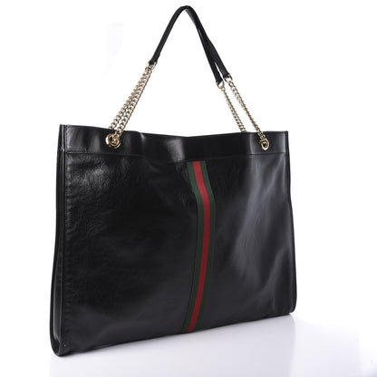Gucci Calfskin Maxi Rajah Chain Tote Black 2 of 7