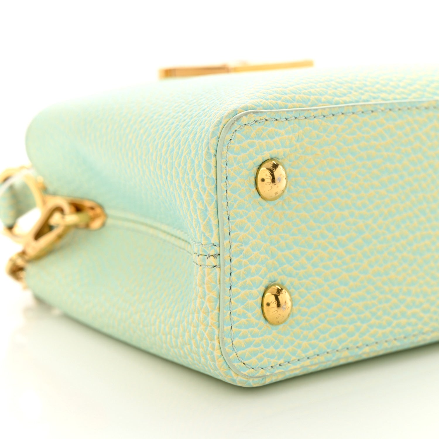 Louis Vuitton Taurillon Summer Stardust Mini Capucines  Vert D'eau 9 of 12