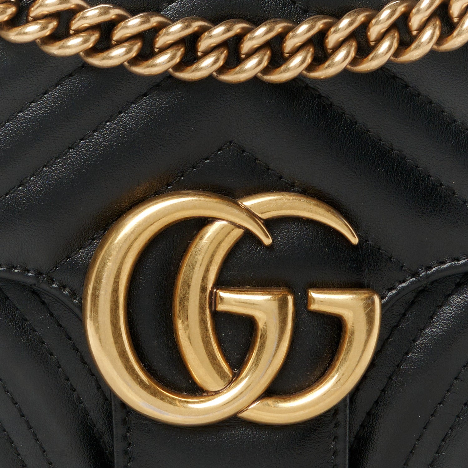 Gucci Calfskin Matelasse Small GG Marmont Shoulder Bag Black 9 of 11