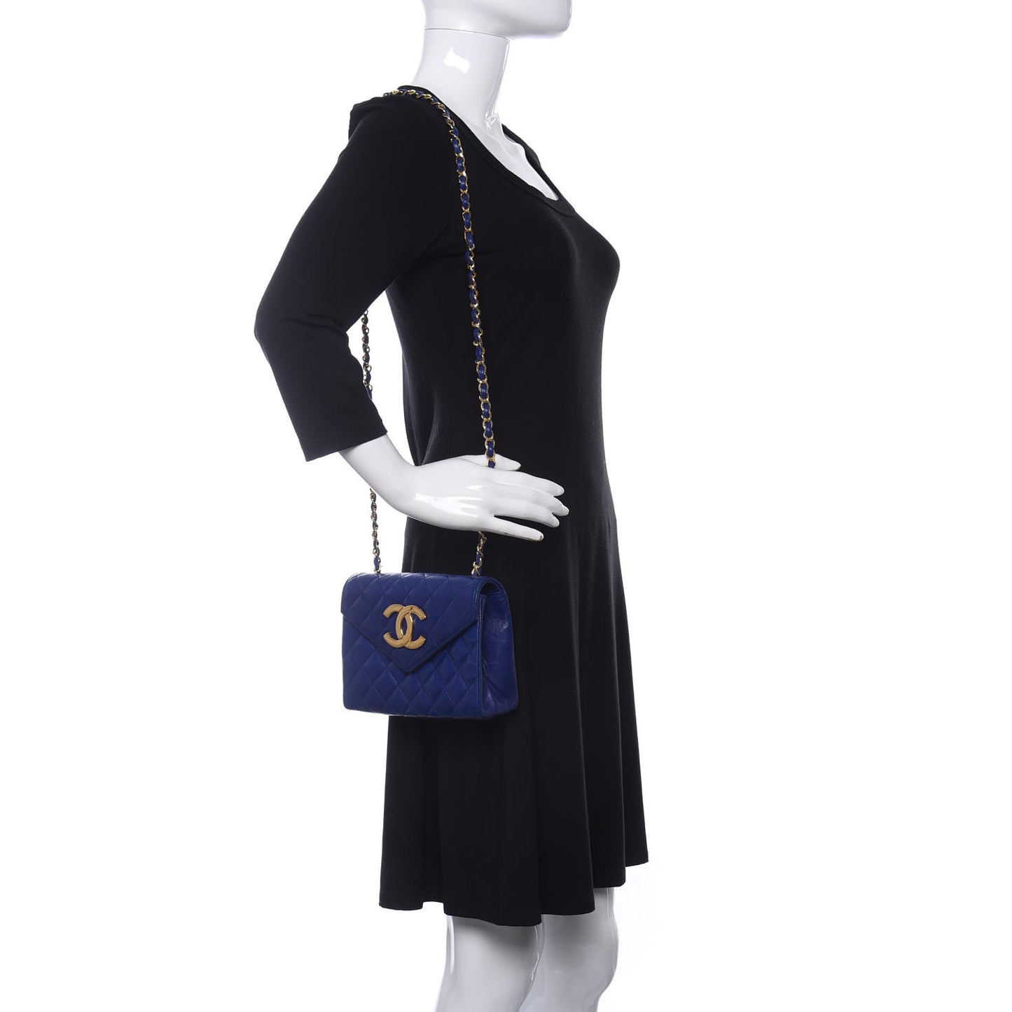 Lambskin Quilted Small Single Flap Blue
