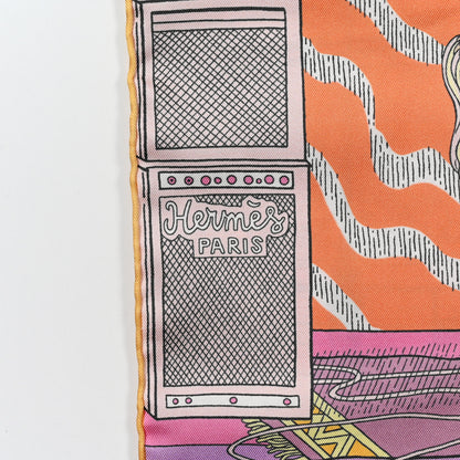 Hermes Silk Le Premier Chant Wow ! Muffler Mauve White Bleu Glacier 4 of 4