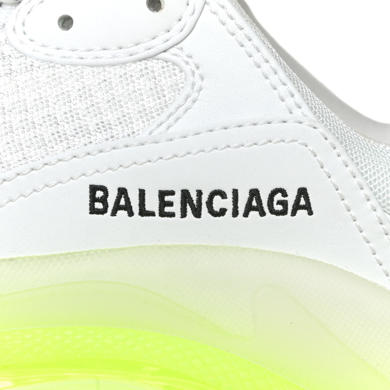Balenciaga Fabric Mesh Clear Sole Fluo Womens Triple S Sneakers 36 White Fluo Yellow 12 of 12