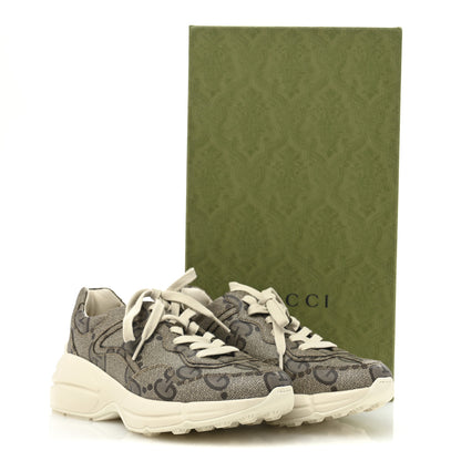 Gucci Maxi GG Supreme Monogram Gucci 100 Womens Rhyton Sneakers 37 Beige Ebony 10 of 10