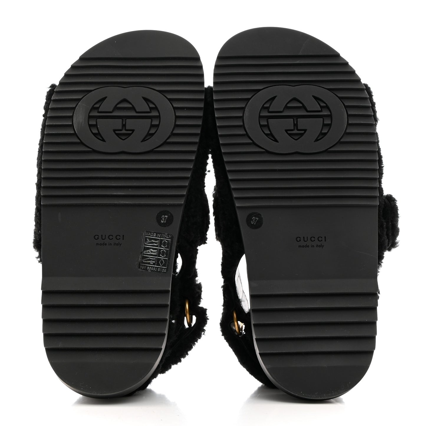 Merino Wool Interlocking G Dad Sandals 37 Black