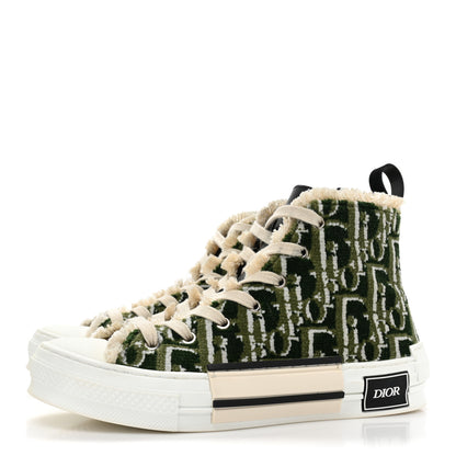 Christian Dior Tapestry Oblique Mens B23 High Top Sneakers 38 Olive 3 of 11