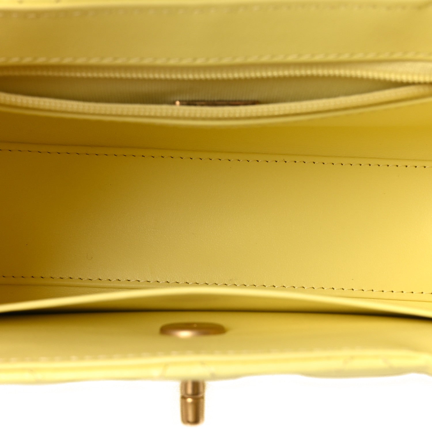 Chanel Shiny Aged Calfskin Quilted Nano Kelly Shopper Light Yellow 5 of 10