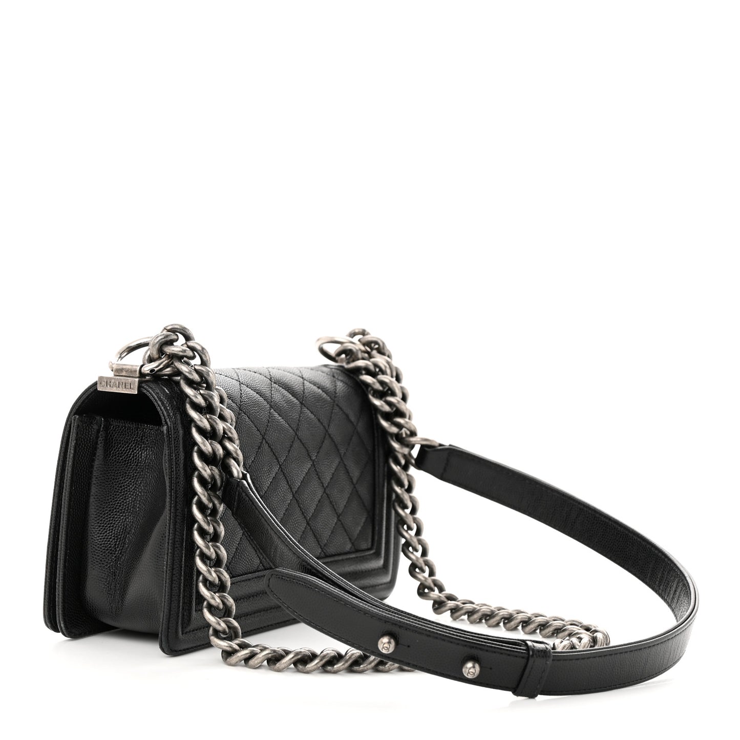 Caviar Quilted Small Boy Flap Black
