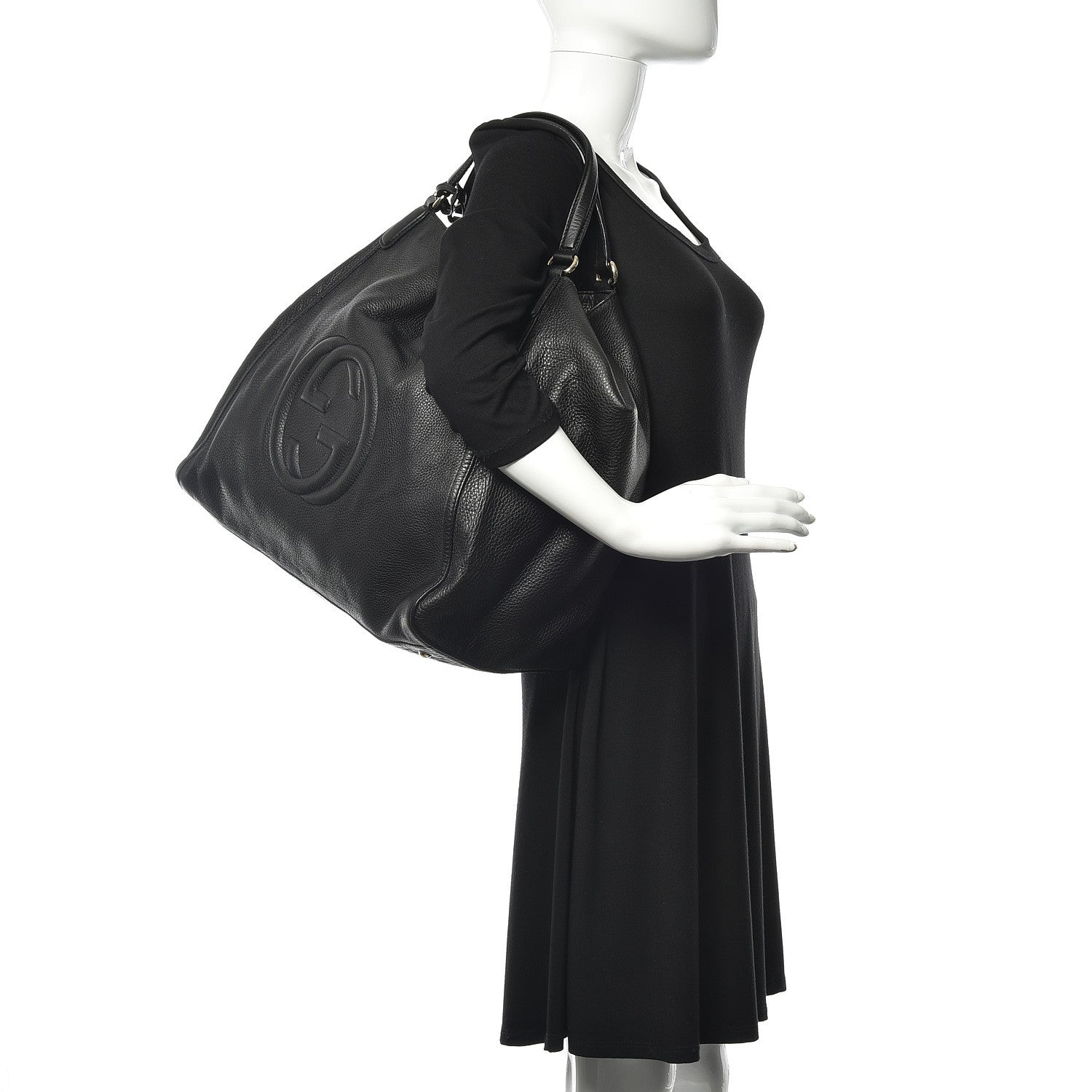 Gucci Pebbled Calfskin Large Soho Shoulder Bag Black 2 of 10