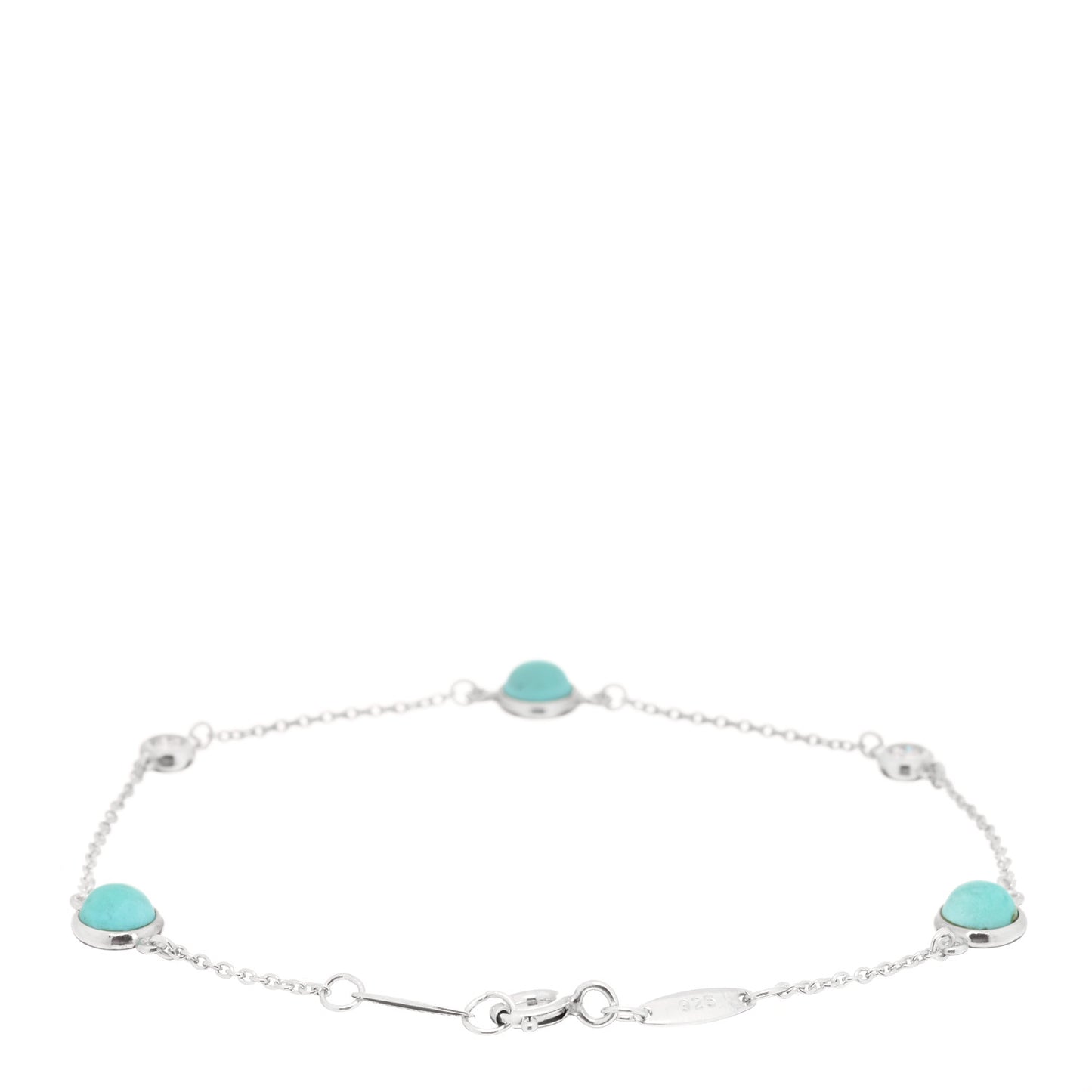 Sterling Silver Diamond Turquoise Elsa Peretti Color By The Yard Bracelet