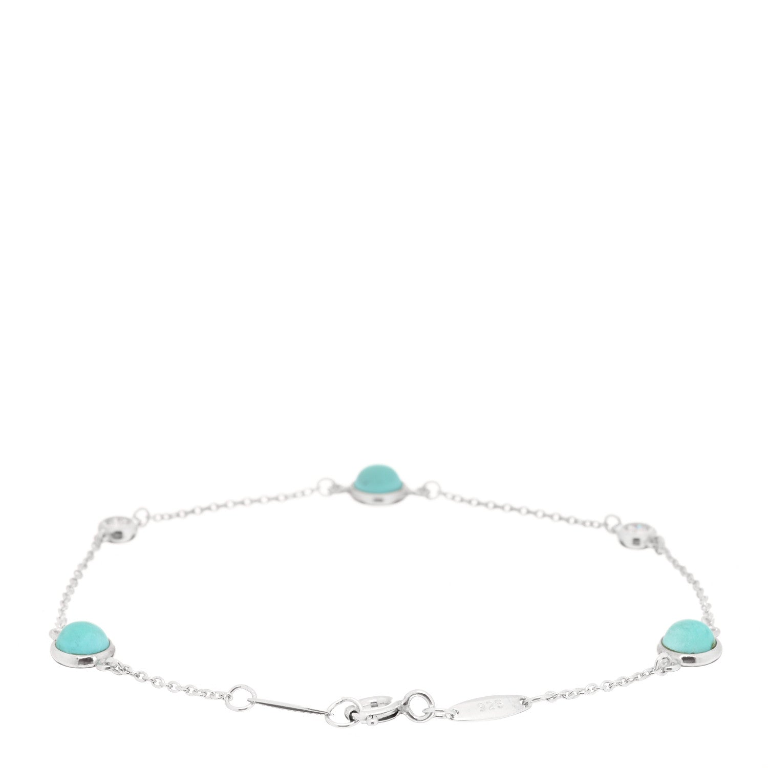 Tiffany Sterling Silver Diamond Turquoise Elsa Peretti Color By The Yard Bracelet 2 of 3