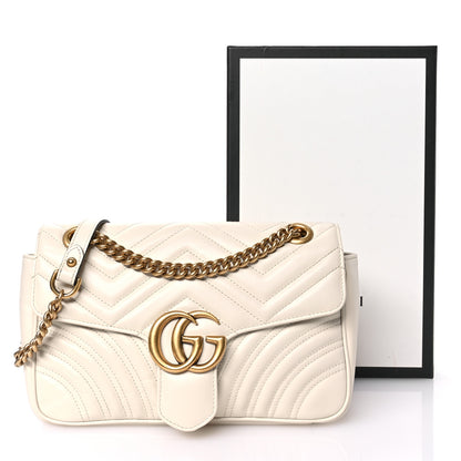 Gucci Calfskin Matelasse Small GG Marmont Shoulder Bag White 11 of 11
