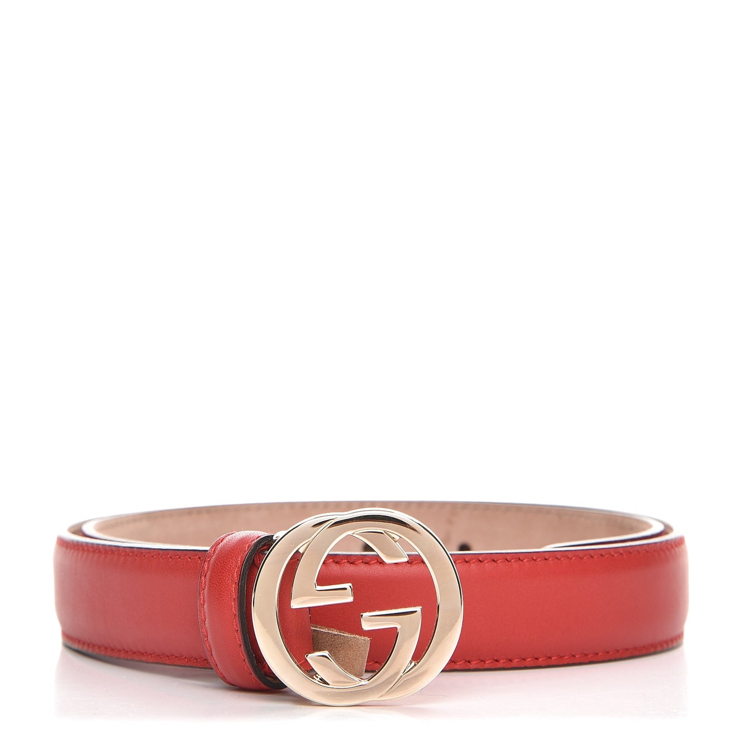 Moon Calfskin Interlocking G 25mm Belt 70 28 Red