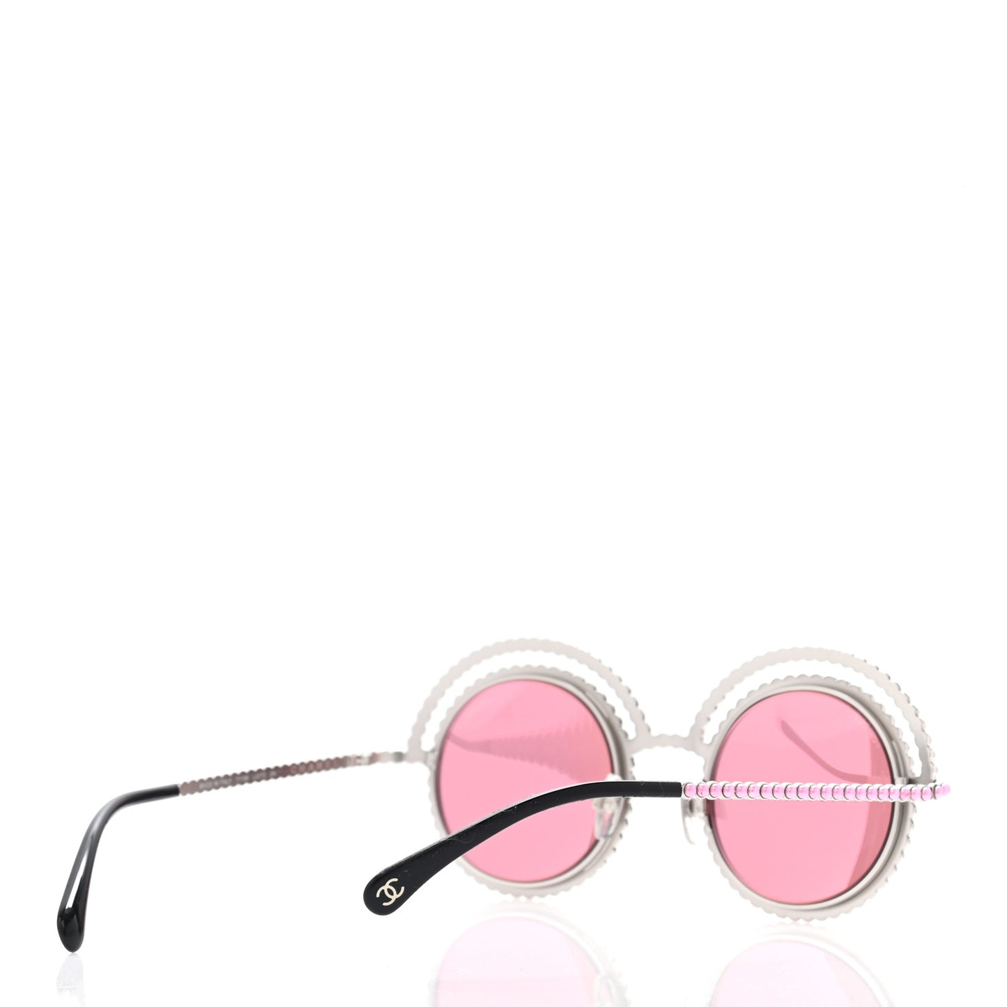 Pearl Round Sunglasses 71139 Silver Pink